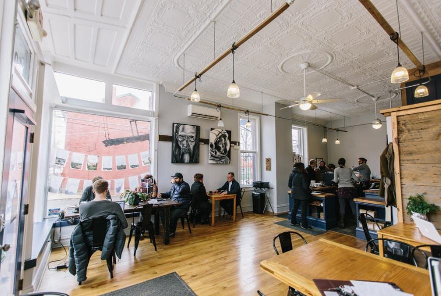 Interior of a Pittsburgh specialty coffee shop