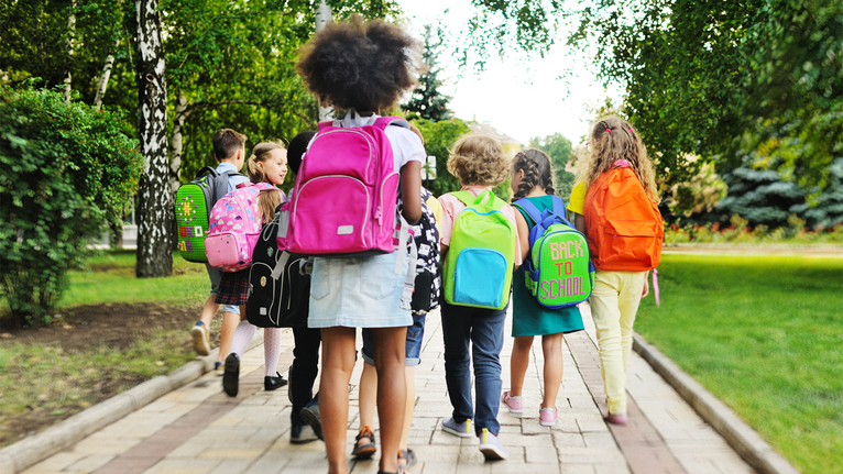 Children with backpacks ready for back to school