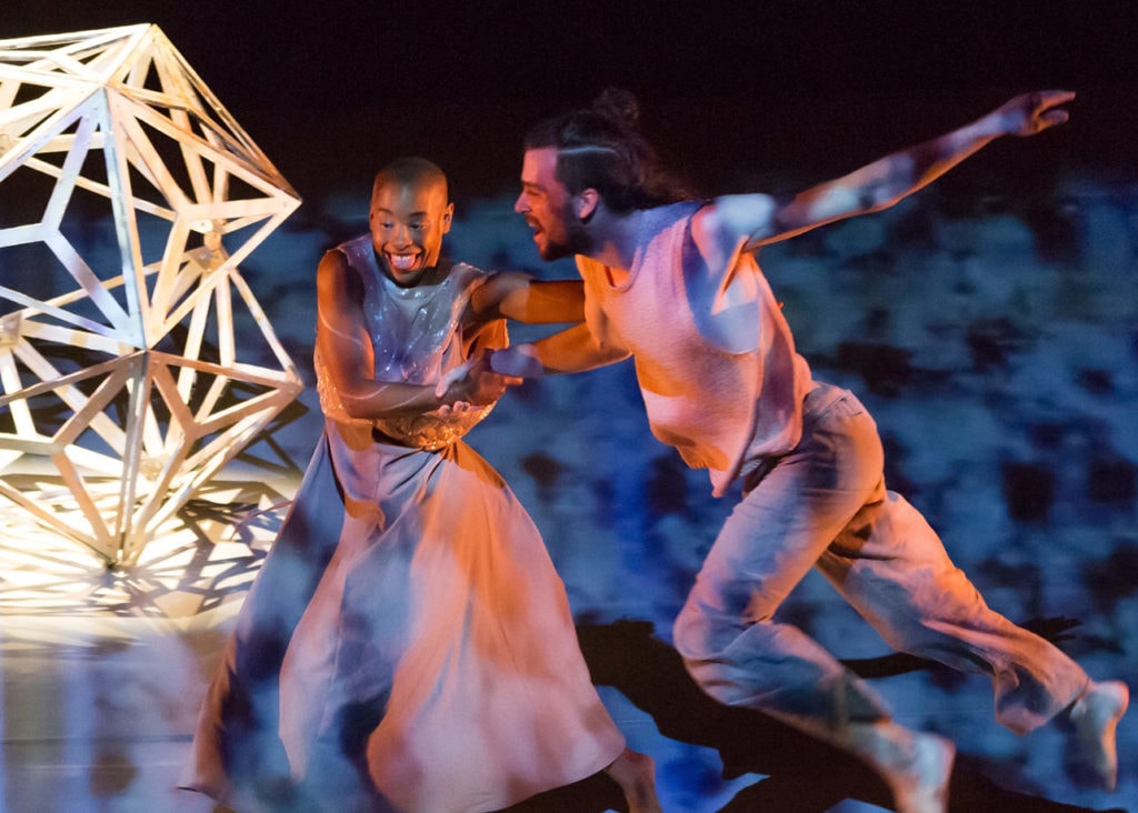 Two dancers performing at New Hazlett Theater