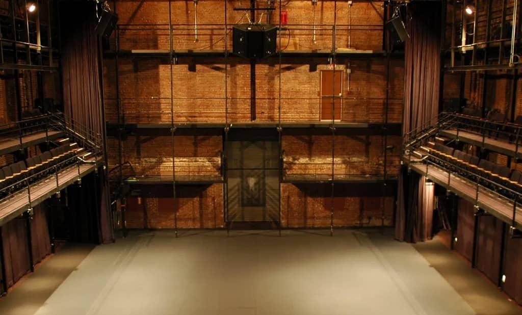 New Hazlett Theater stage from above — empty and ready
