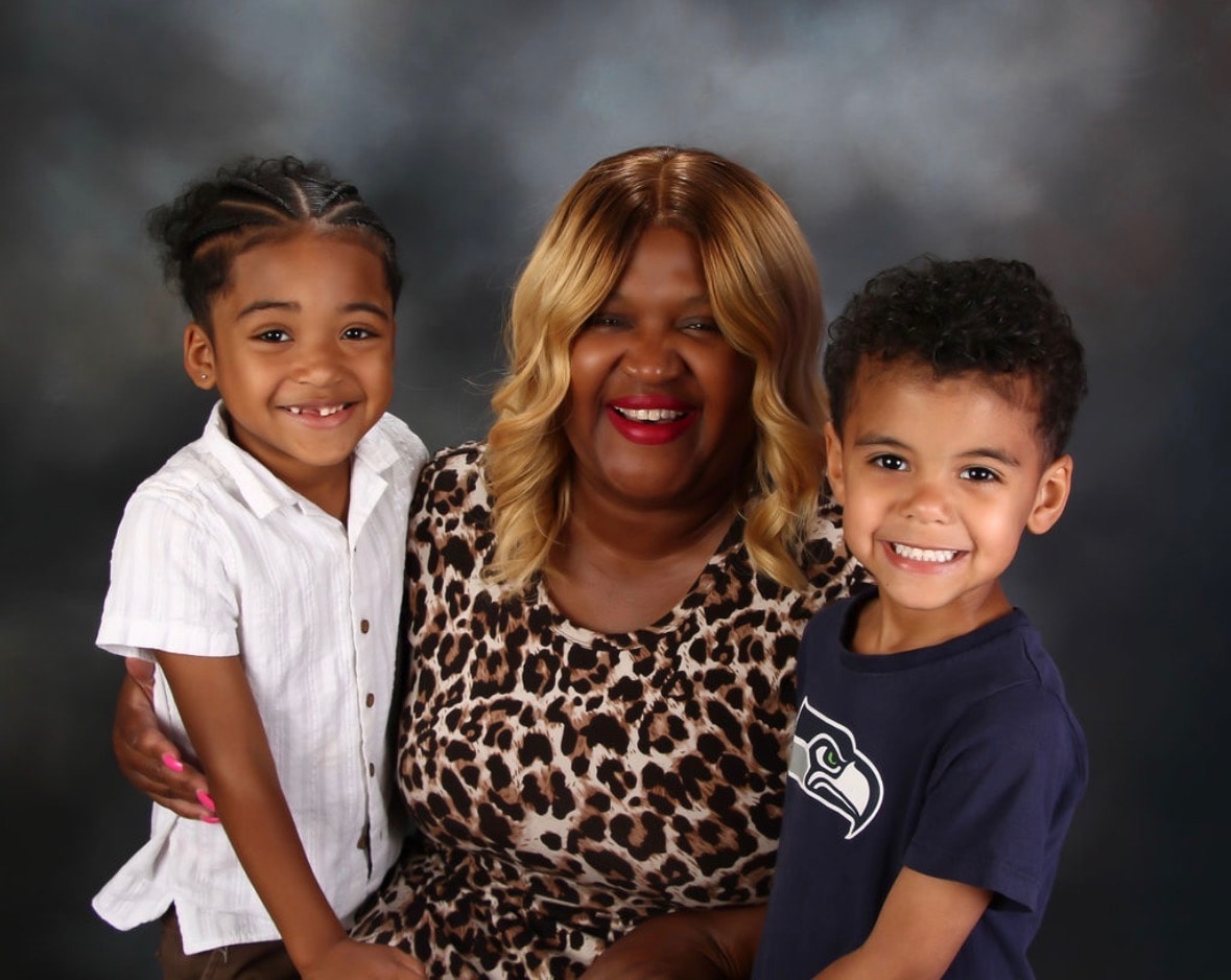 Angelia Hicks Maxie with her grandchildren