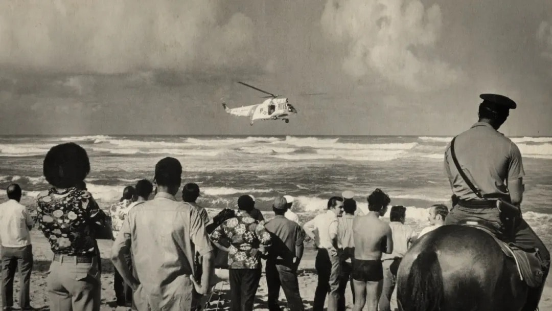Search helicopter over the Atlantic Ocean off Puerto Rico, January 1973