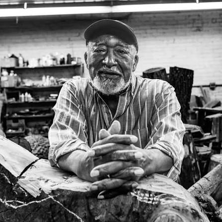Thaddeus Mosley in his studio — black and white portrait