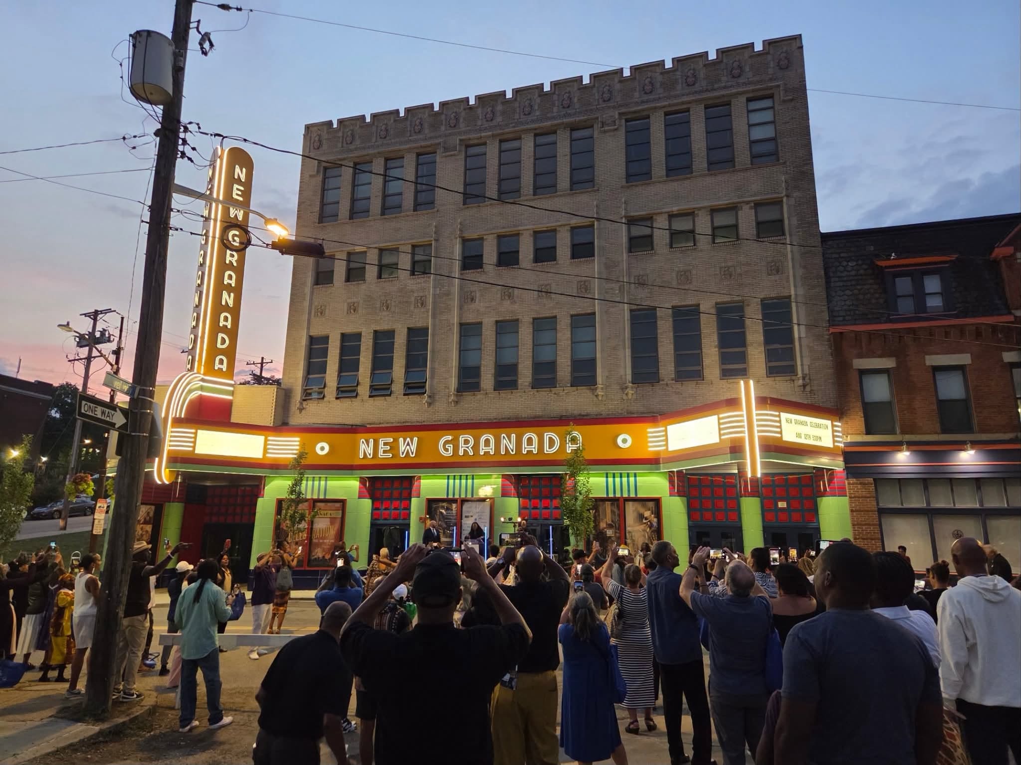 Community members gathered at the New Granada Theater celebration event